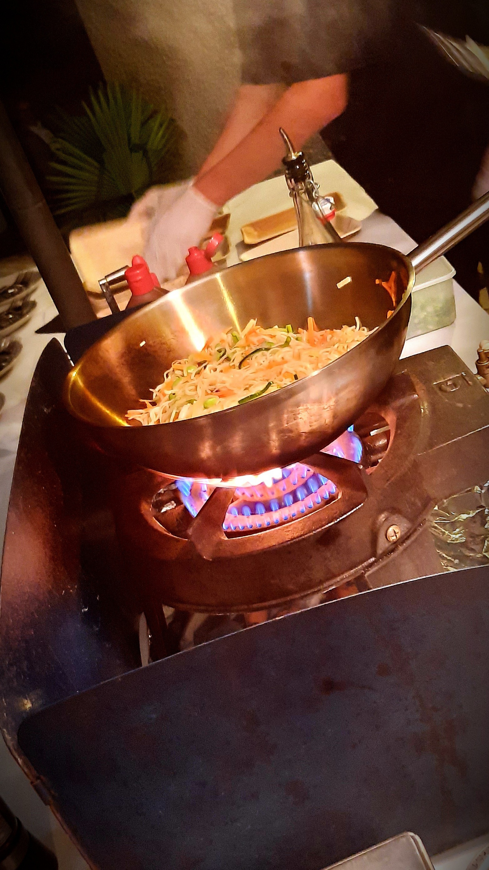 wok, légumes, végétarien, réception, mariage